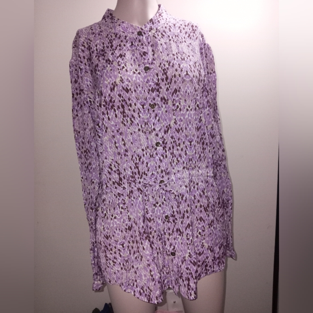 Merona Long Sleeve purple floral print blouse size XXL